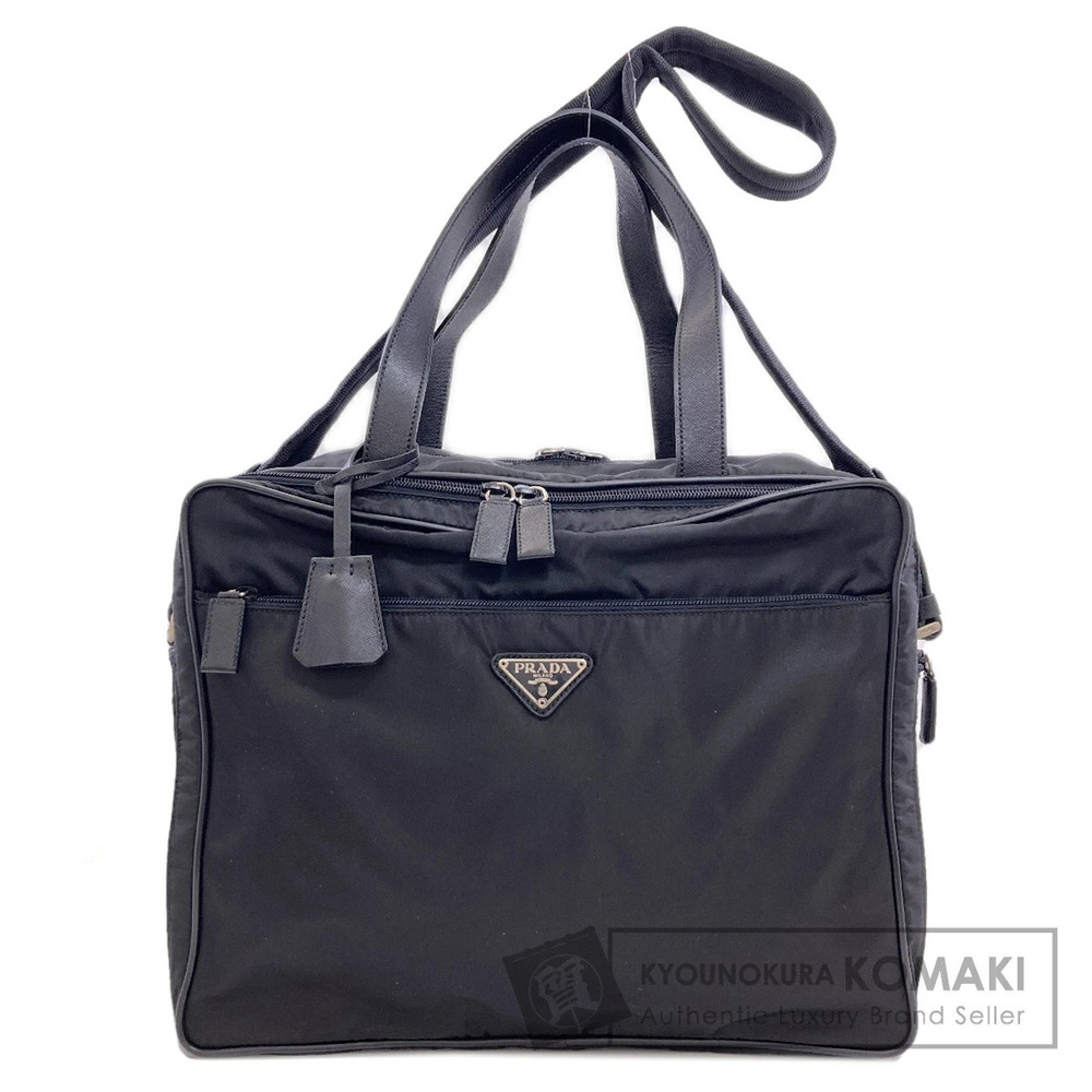 Prada Tessuto business bag signature enameled Black